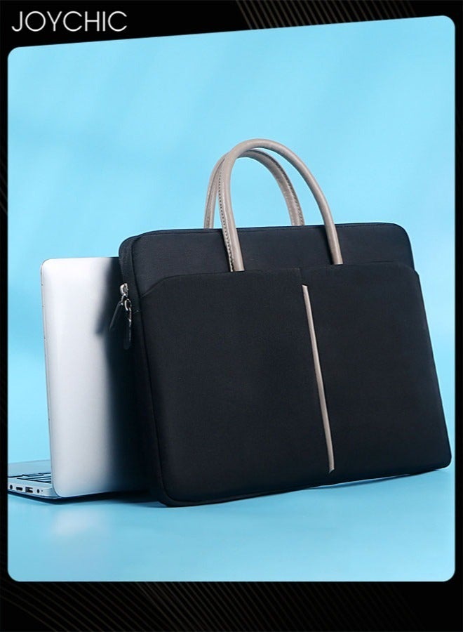 Simple Leisure Laptop Bag Case Waterproof Computer Sleeve Messenger Bag Expandable Business Briefcase for Men Women Compatible with 13/13.3 Inch Black