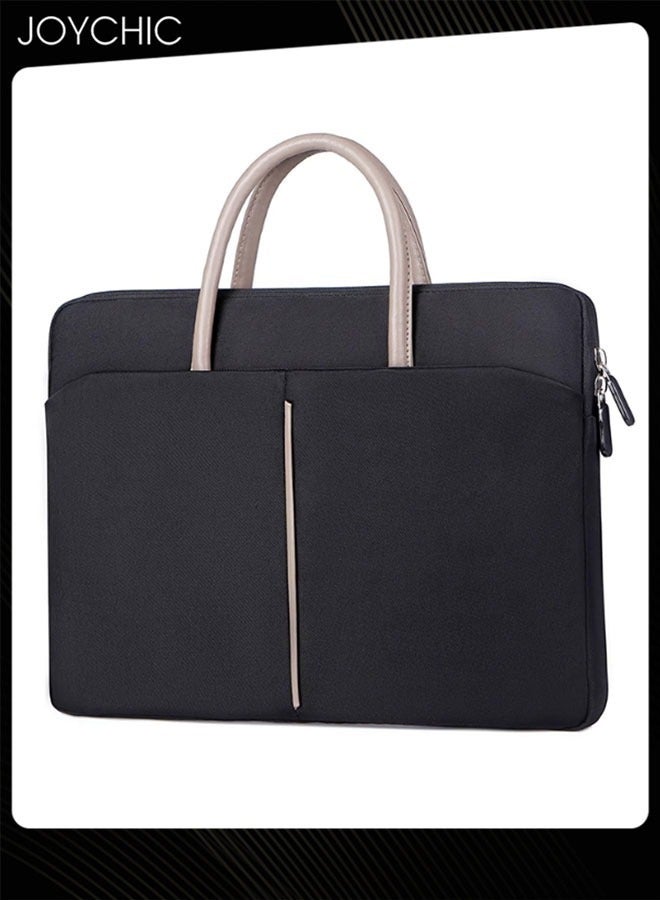 Simple Leisure Laptop Bag Case Waterproof Computer Sleeve Messenger Bag Expandable Business Briefcase for Men Women Compatible with 13/13.3 Inch Black
