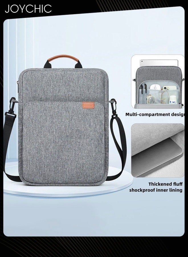 13 inch Oxford Waterproof Tablet Carrying Case Wear-resistant Electronic Accessories Organizer with Pockets for Men Women School Office Work——Grey