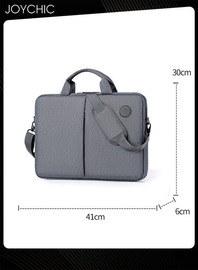 360° Protective Laptop Netbook Messenger Shoulder Bag with Adjustable Shoulder Straps Durable Wear-resistant Briefcase for Men Women School Work Travel Grey