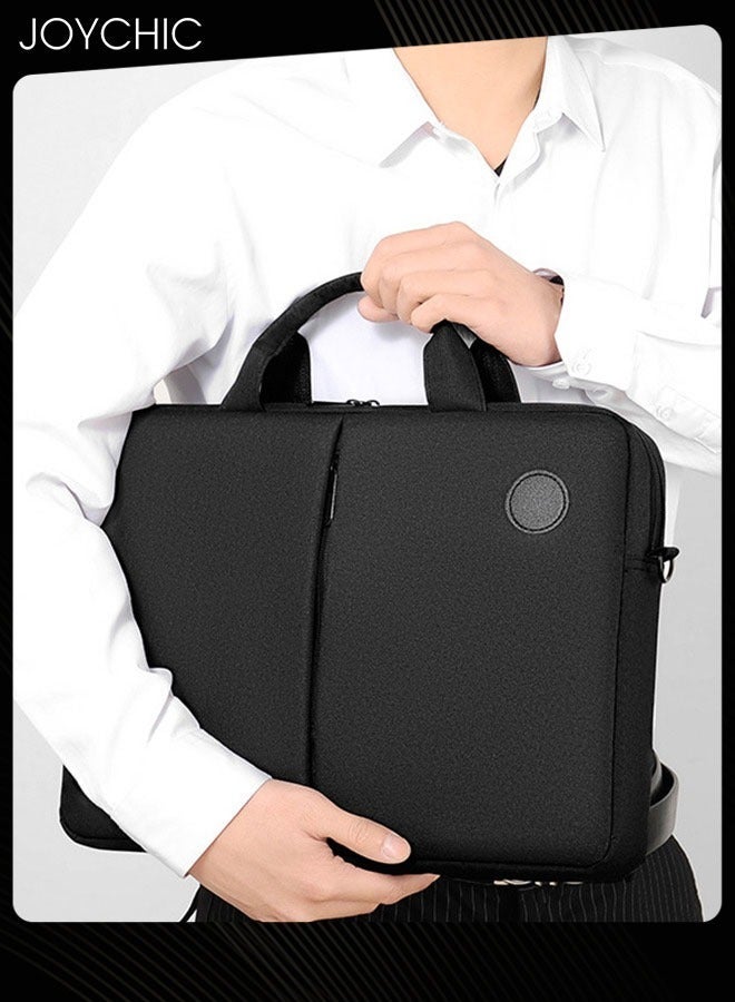 360° Protective Laptop Netbook Messenger Shoulder Bag with Adjustable Shoulder Straps Durable Wear-resistant Briefcase for Men Women School Work Office Travel Black