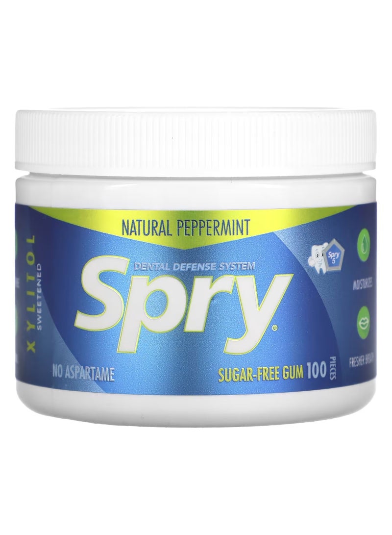 Spry Dental Defense System Sugar Free Gum Natural Peppermint 100 Pieces