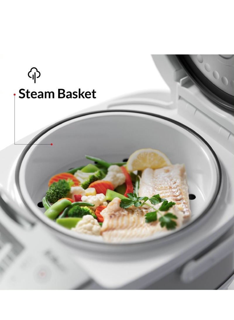 Feller Germany, 904W 11-in-1 Rice Cooker, Multi Cooker, 5L Dupont Non-Stick Detachable Pot, 5 Crispy Rice Presets+Fluffy Rice, LED Display, Steamer, RC99, (White)