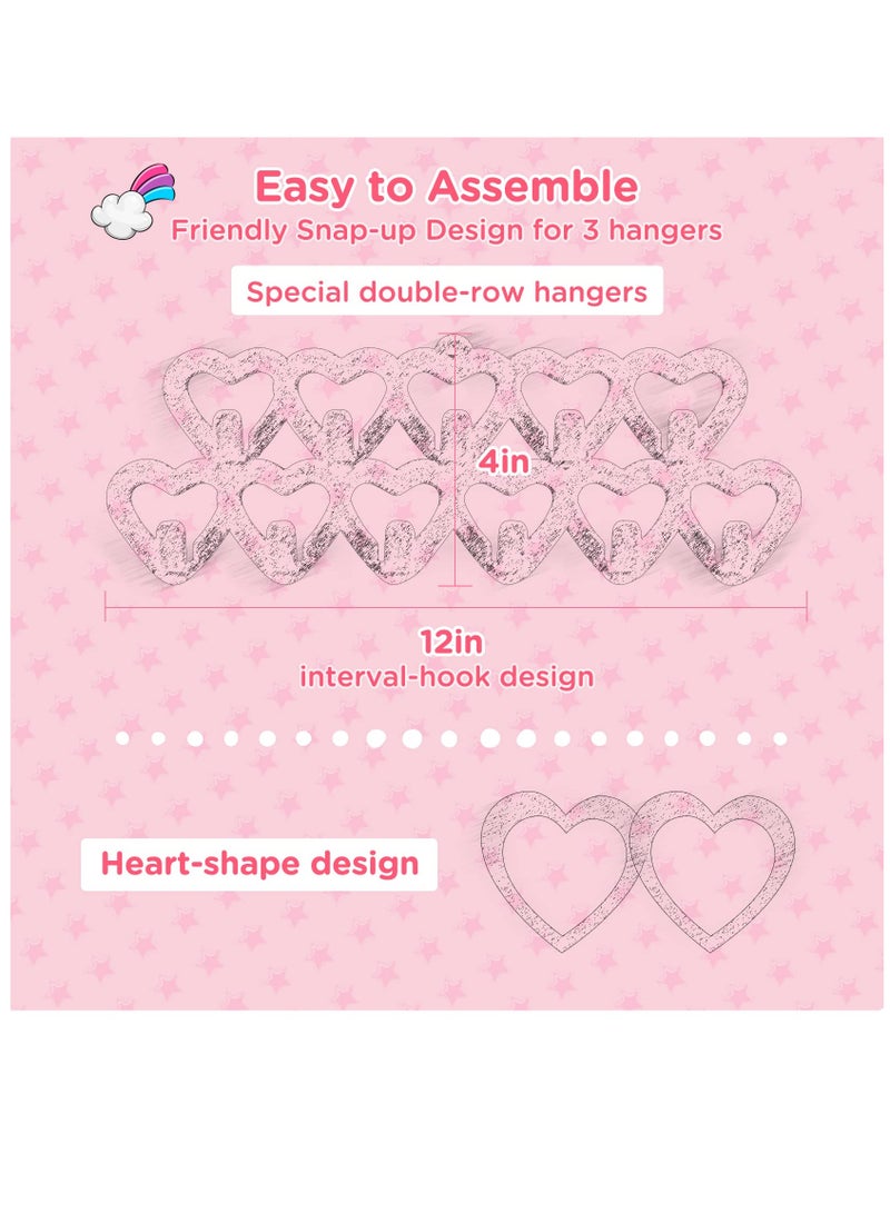 Headband Holder for Baby Girls, Headband Organizer for Baby Girls, Baby Bow Holder Organizer w/Heart-Shape Velvet Hangers, Baby Headband Holder Organizer for Door,Closet,Wall, Light Pink