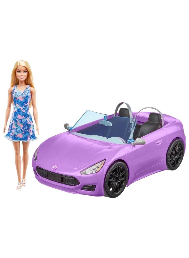 Barbie Doll & Purple Convertible Car