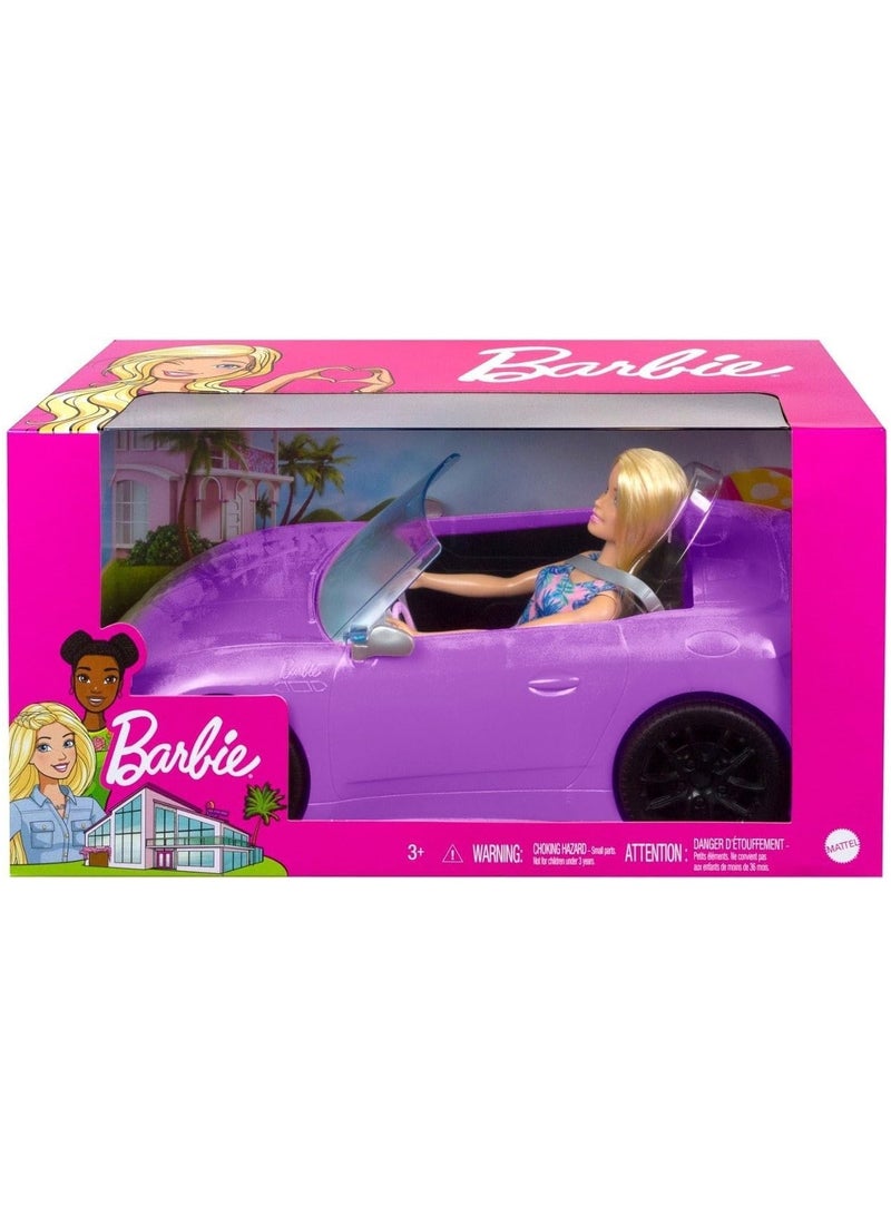 Barbie Doll & Purple Convertible Car