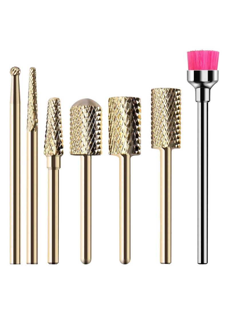 Nail Drill Bits Ceramic Bit Set for Acrylic Gel Nails 7 Pcs 3/32 Inch File Bits Cuticle Manicure Pedicure Nails Down Removing Tools