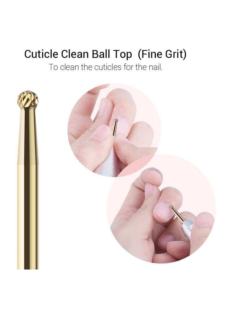 Nail Drill Bits Ceramic Bit Set for Acrylic Gel Nails 7 Pcs 3/32 Inch File Bits Cuticle Manicure Pedicure Nails Down Removing Tools