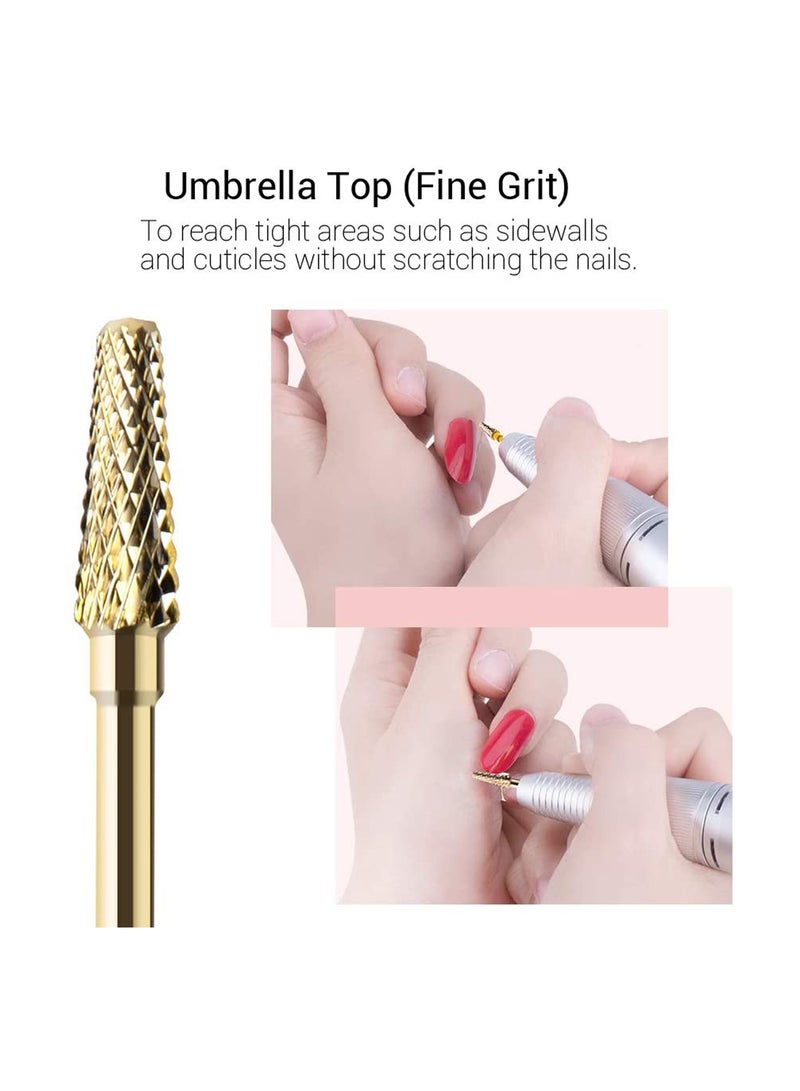 Nail Drill Bits Ceramic Bit Set for Acrylic Gel Nails 7 Pcs 3/32 Inch File Bits Cuticle Manicure Pedicure Nails Down Removing Tools