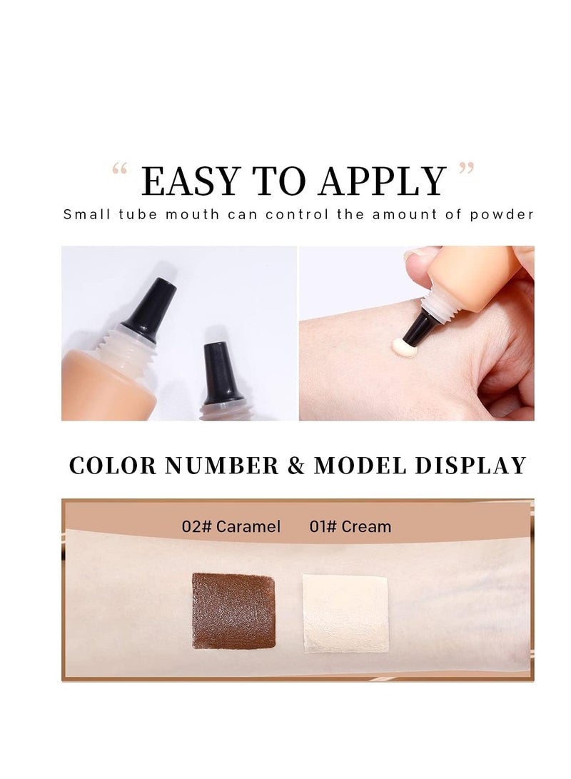 2 Pcs Foundation Mixer 01 Cream and 02 Caramel Mixing Pigment Set, Liquid Shade Adjuster, Smooth and Light, Blends Easily