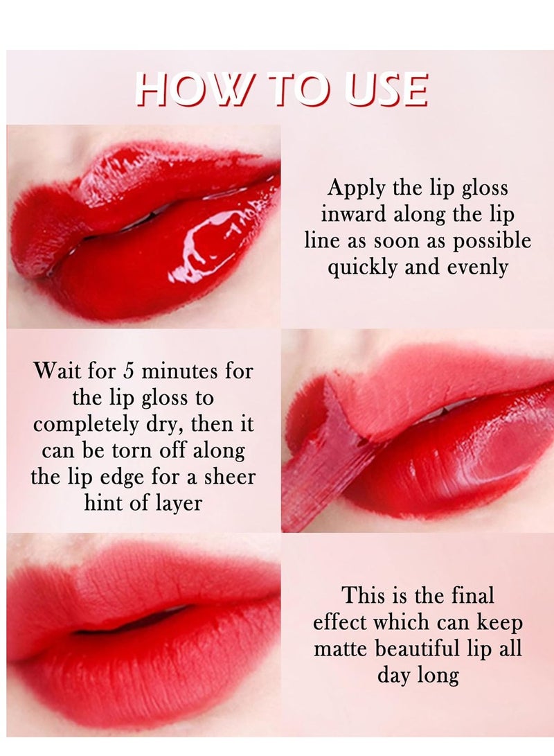 4Pcs Peel Off Lip Liner Stain Set Matte Tint Tattoo Long Lasting Peeling Lipstain Gloss,High Pigmented Lightweight Non-Stick Liquid Lipstick Makeup Gift Set