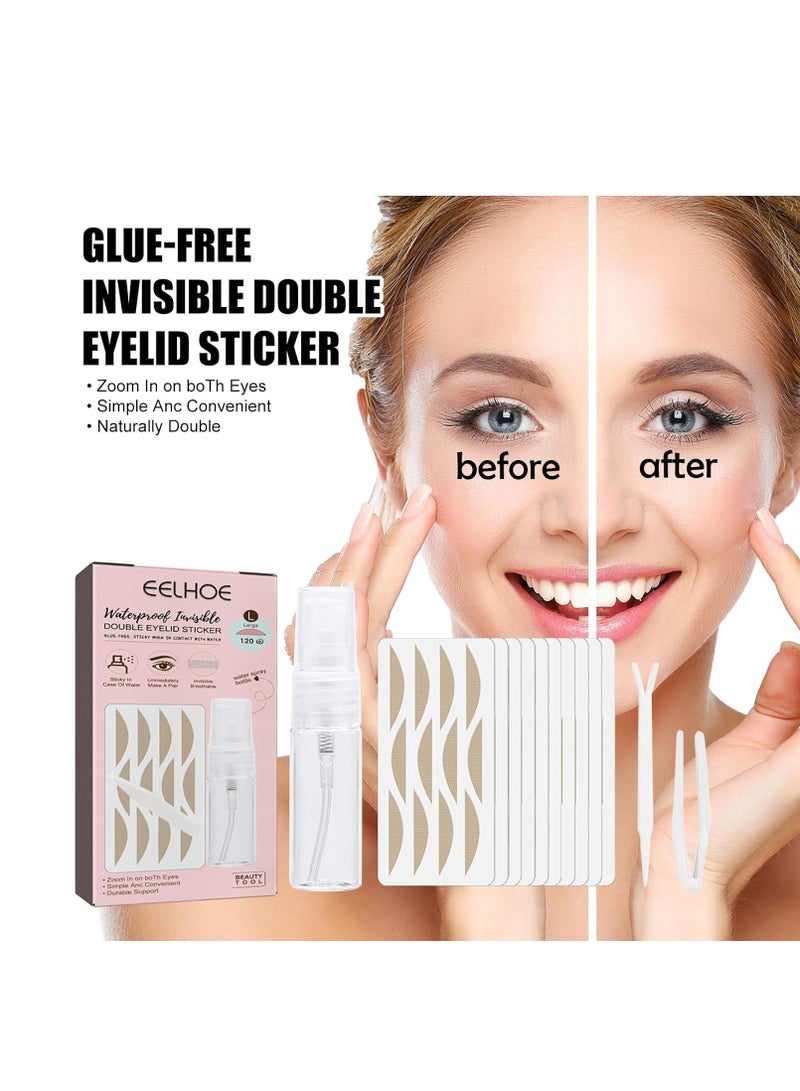 Ultra Invisible Double Eyelid Tape Stickers, Both Side Sticky Instant Eye Lid Lift Strips - Perfect for Hooded Droopy Uneven or Mono-eyelids, Waterproof Pack of 120 L