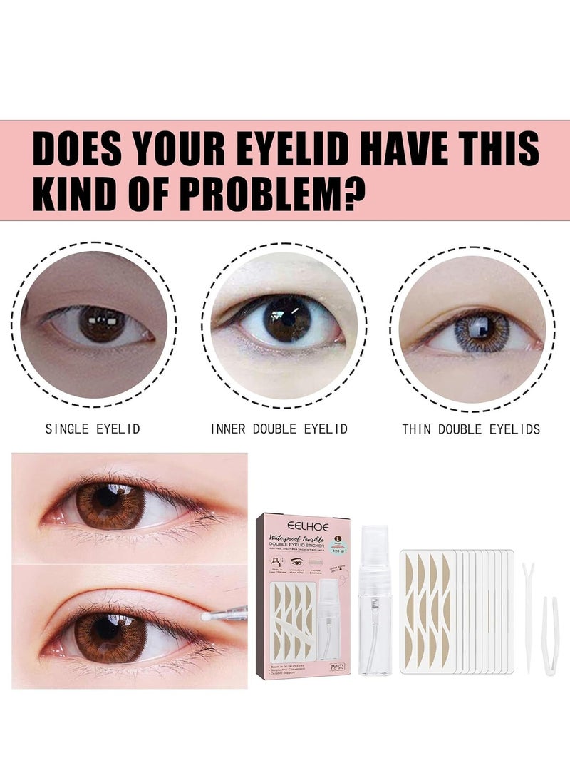 Ultra Invisible Double Eyelid Tape Stickers, Both Side Sticky Instant Eye Lid Lift Strips - Perfect for Hooded Droopy Uneven or Mono-eyelids, Waterproof Pack of 120 L