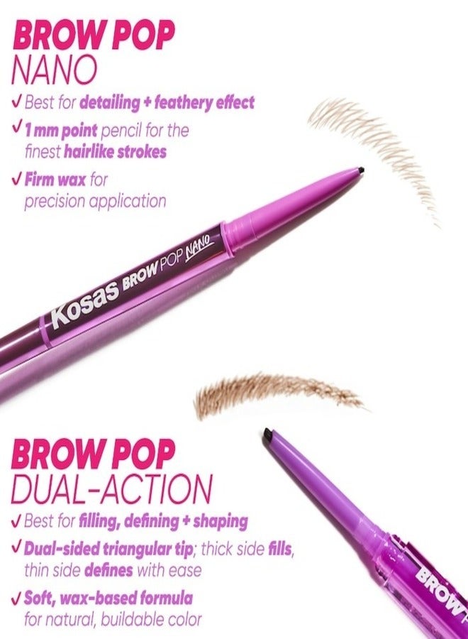 Kosas Brow Pop Dual-Action Filling & Shaping Eyebrow Pencil - Black - Black 0.08g