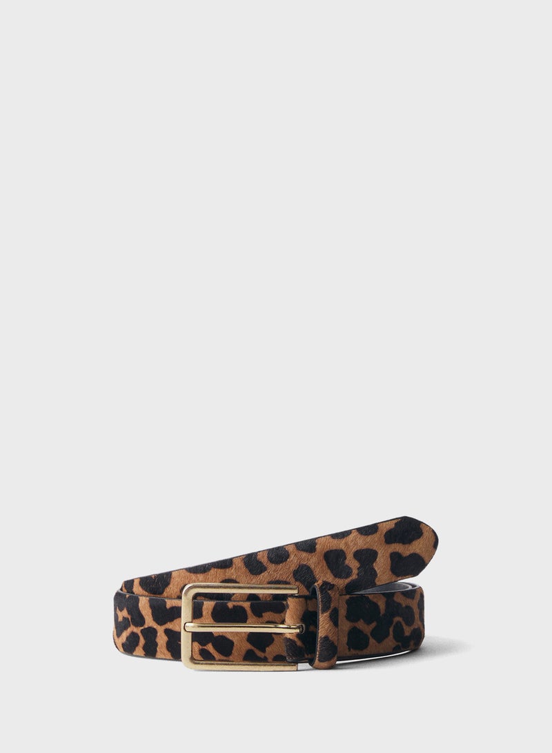 Leopard-Print Leather Belt