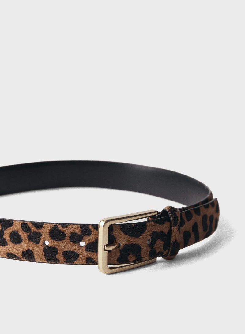 Leopard-Print Leather Belt