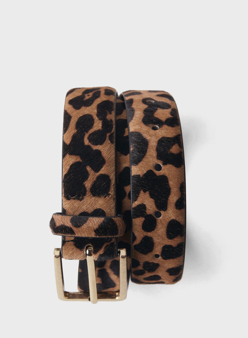 Leopard-Print Leather Belt