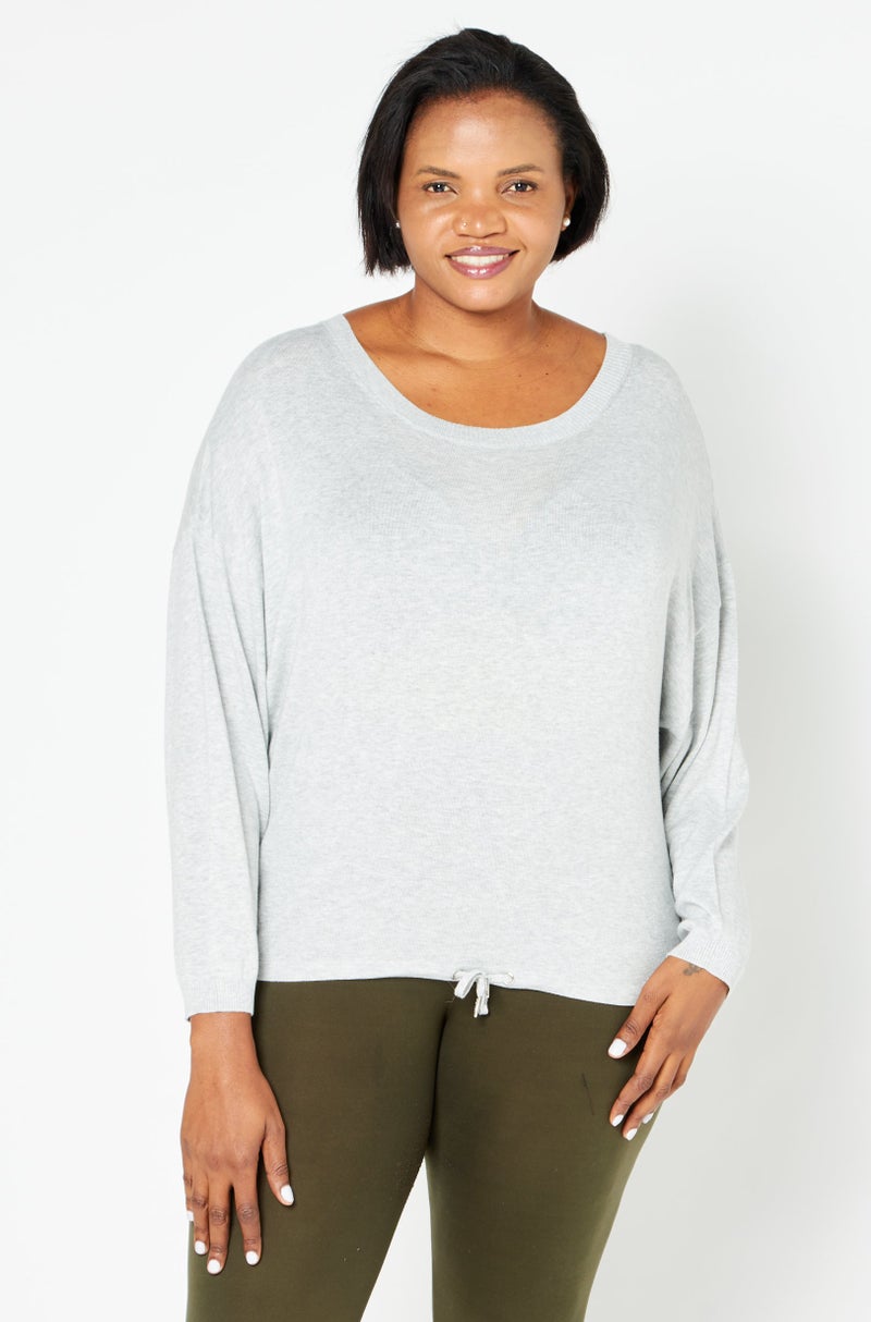 Women Boat Neck Plain Sweater, Grey