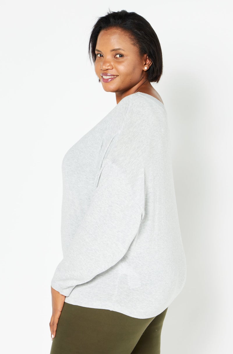 Women Boat Neck Plain Sweater, Grey