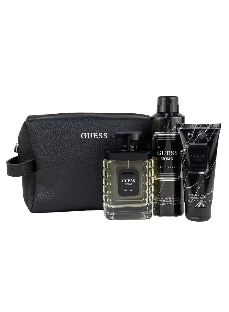 Guess Uomo EDT 100Ml + Shower Gel 100Ml + Deodorant 170Gr + Pouch Gift Set For Men