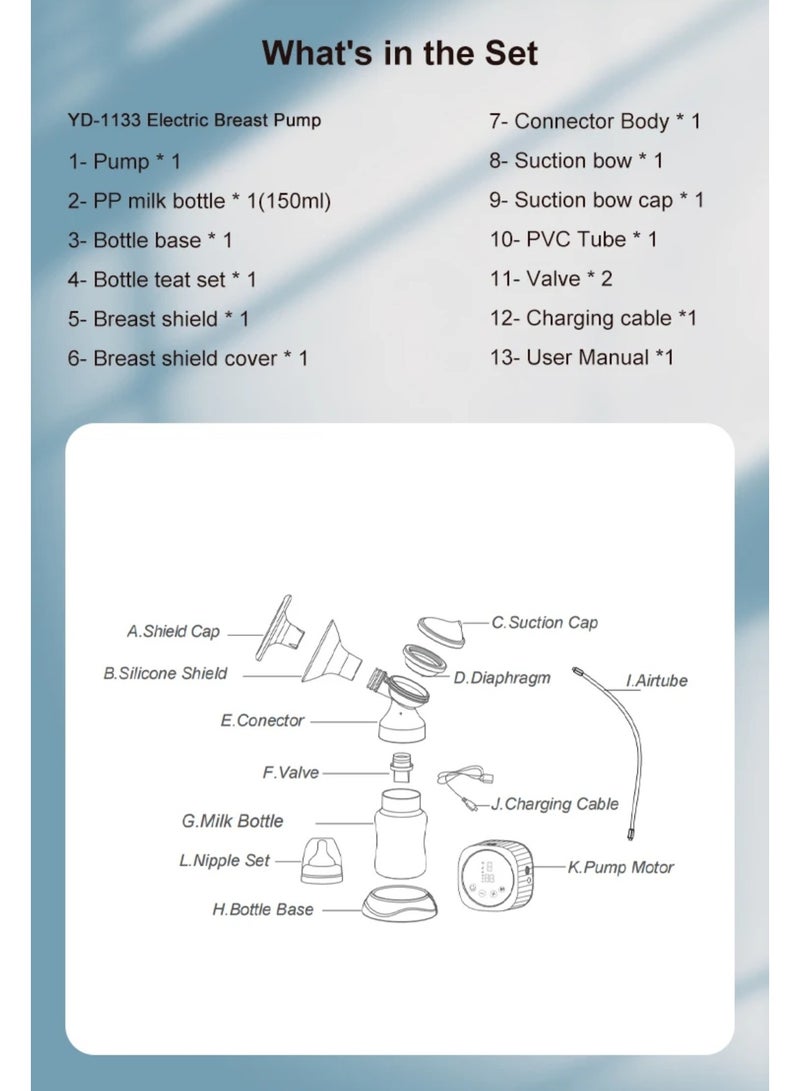 BPA Free Silicone Double Sides Electric Pump For feeding With Variable Frequency Vibration Mode