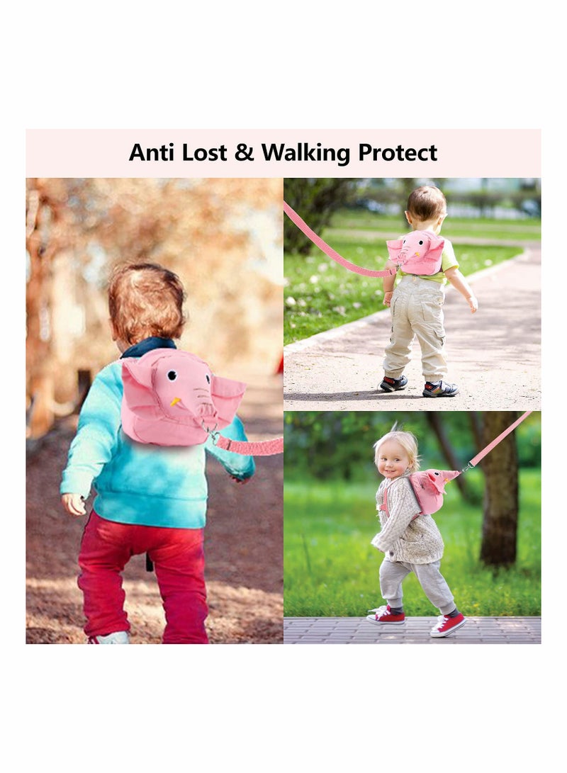 Toddler Walking Safety Backpack with Leash, Anti Lost Child Backpack with Safety Leash, Cute Child Mini Walking Safety Harness for Airport Travel Kids Baby Children Infant Boys (Pink)