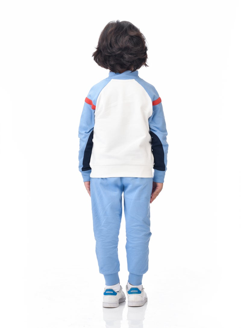 Boys' 2-Piece Raglan  Sweatshirt and Jogger Set   (2 -8 yrs) - white/Navy