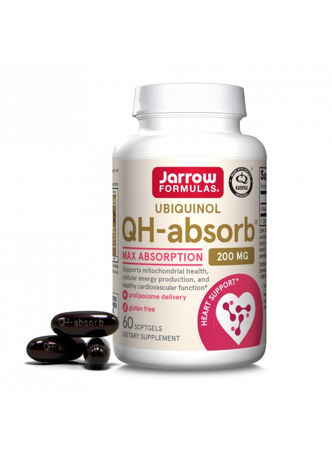 Jarrow Formulas QH-Absorb 200 mg - 60 Softgels - High Absorption Co-Q10 - Active Antioxidant Form of Co-Q10 - Supports Mitochondrial Energy Production and Cardiovascular Health - 60 Servings