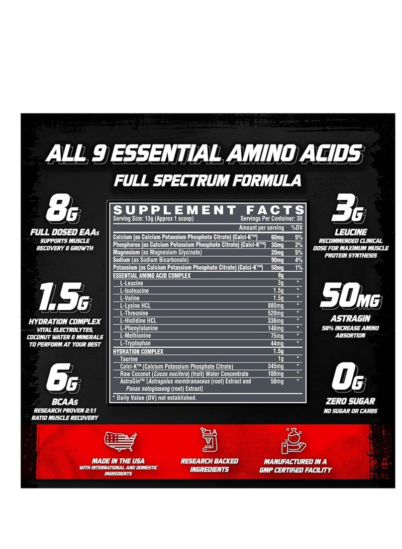 Nutrex Research - EAA+ Hydration Powder, Muscle Recovery & Endurance, 8G Essential Amino Acids + Electrolytes, Strawberry Watermelon Flavor, 30 Servings