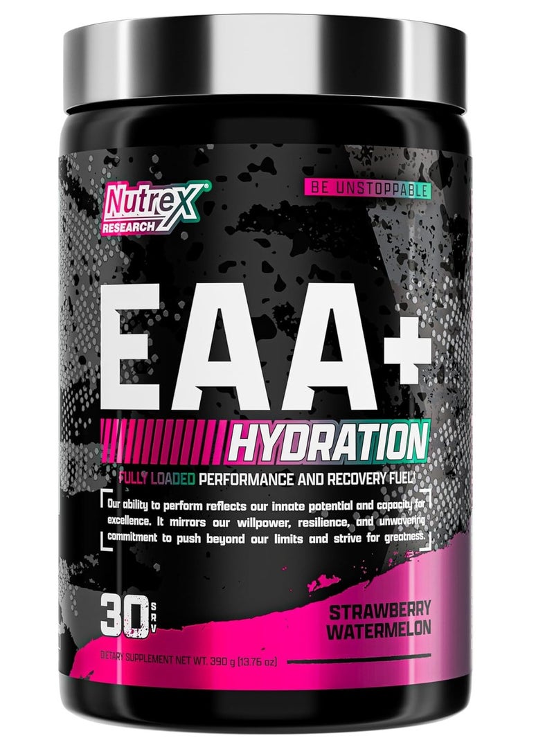 Nutrex Research - EAA+ Hydration Powder, Muscle Recovery & Endurance, 8G Essential Amino Acids + Electrolytes, Strawberry Watermelon Flavor, 30 Servings