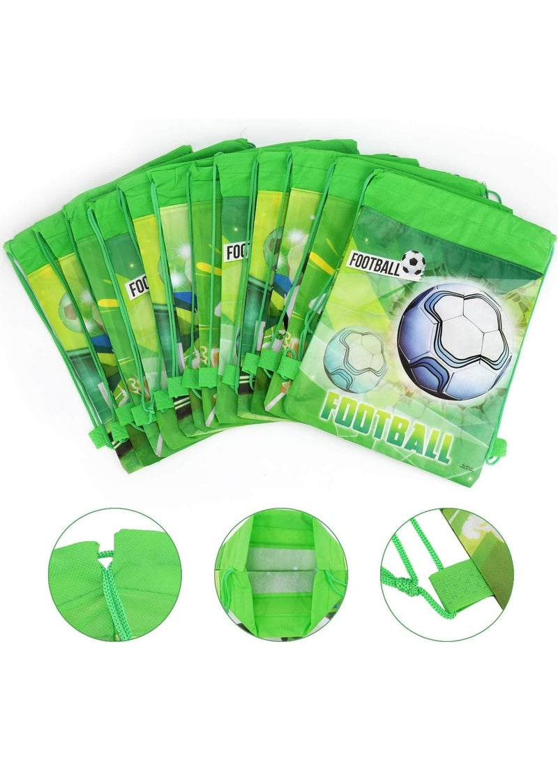 Drawstring Bag for Boys/Girls Travel Storage Package Cartoon School Backpack Children Kids Birthday Party Favors Bags (Football Soccer 12 pcs)