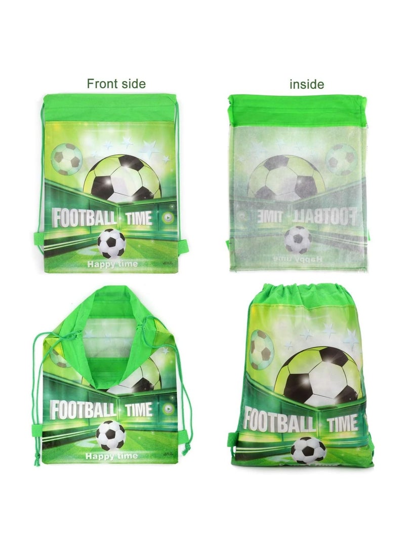 Drawstring Bag for Boys/Girls Travel Storage Package Cartoon School Backpack Children Kids Birthday Party Favors Bags (Football Soccer 12 pcs)