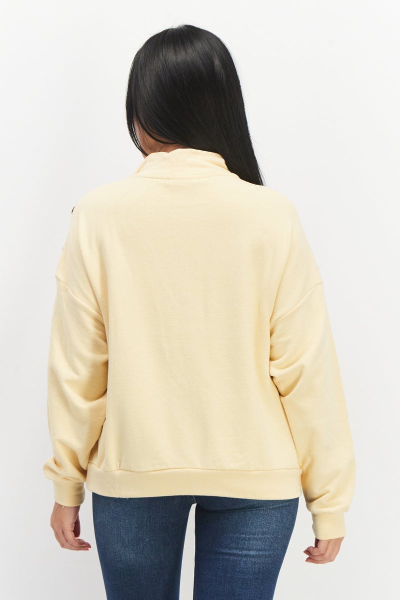 Women Crew Plain Sweater, Yellow