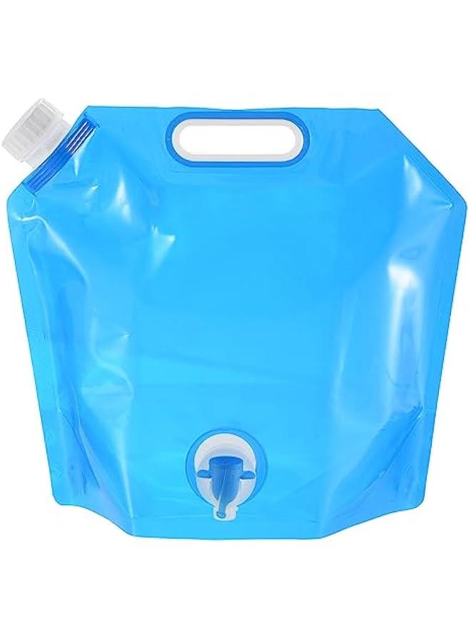 1.3 Gallon Collapsible Water Container Bag with Sot, PE Folding Water Jug Carrier for Camping, Hiking, Emergency Water Storage, Blue