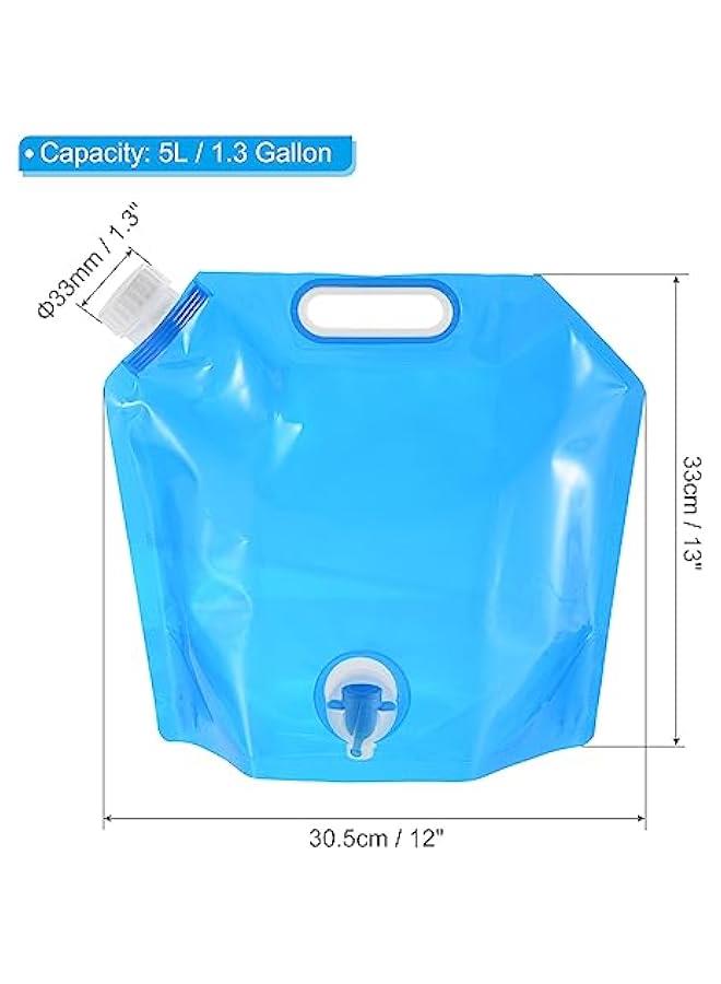 1.3 Gallon Collapsible Water Container Bag with Sot, PE Folding Water Jug Carrier for Camping, Hiking, Emergency Water Storage, Blue