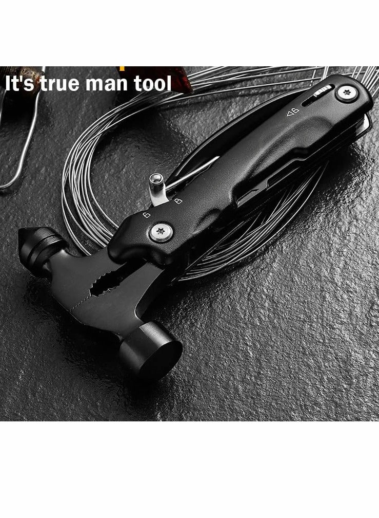 Hammer Multitool with Knife Saw, Wire Cutter, Pliers, Sheath for Fishing, Camping and Survival, Emergency Hammer Safety Hammer Life Saving Hammer for Camping Vehicle