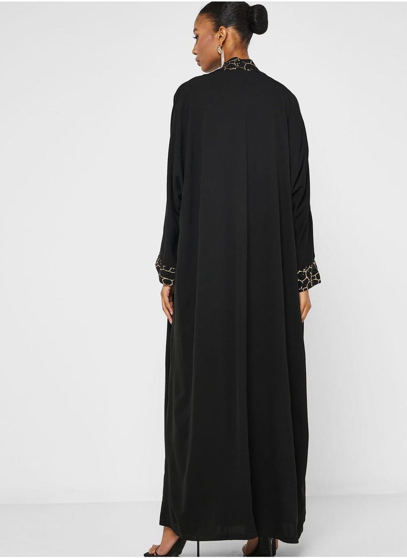 Embroidered Knitted Abaya