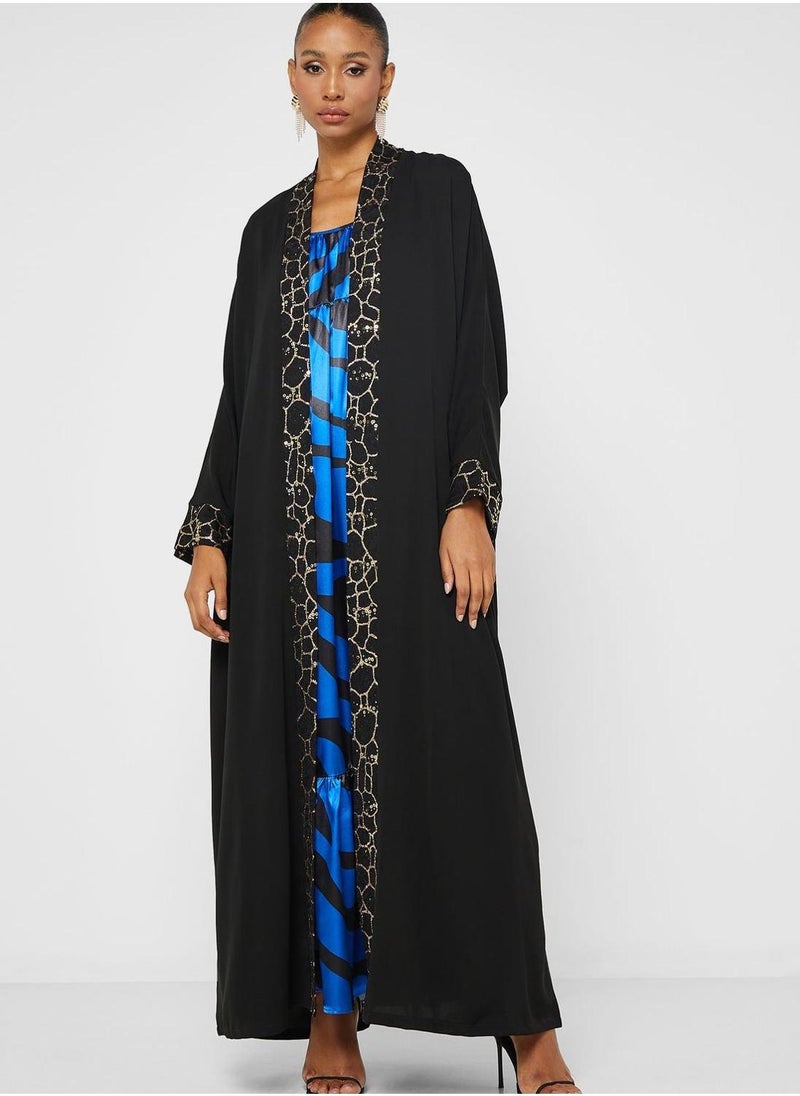 Embroidered Knitted Abaya