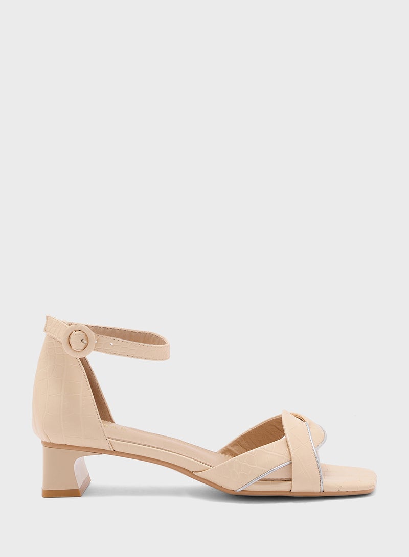 Textured Twisted Heeled Sandal