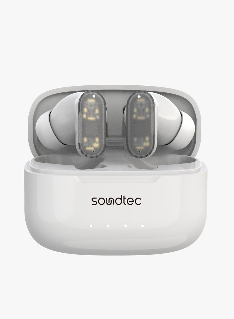 TWS Transparent Earbuds with ANC & ENC and Touch Control / Deep Bass / 7H Play Time - White