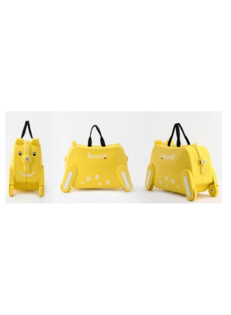 Cute Kids Trolley Bag Dog Shape Kid Toy Travel Luggage 1-8 age (Yellow)