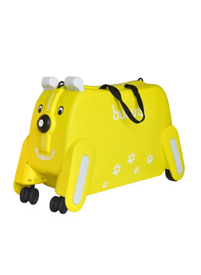 Cute Kids Trolley Bag Dog Shape Kid Toy Travel Luggage 1-8 age (Yellow)