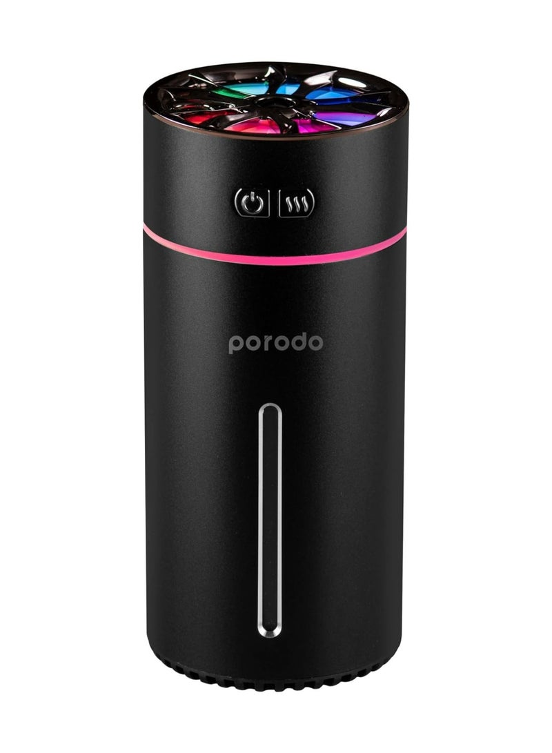 Porodo Lifestyle Portable Air Diffuser( Sceneted Car Cool Mini Humidifier) Essential Oils+ LED Lightning _Black