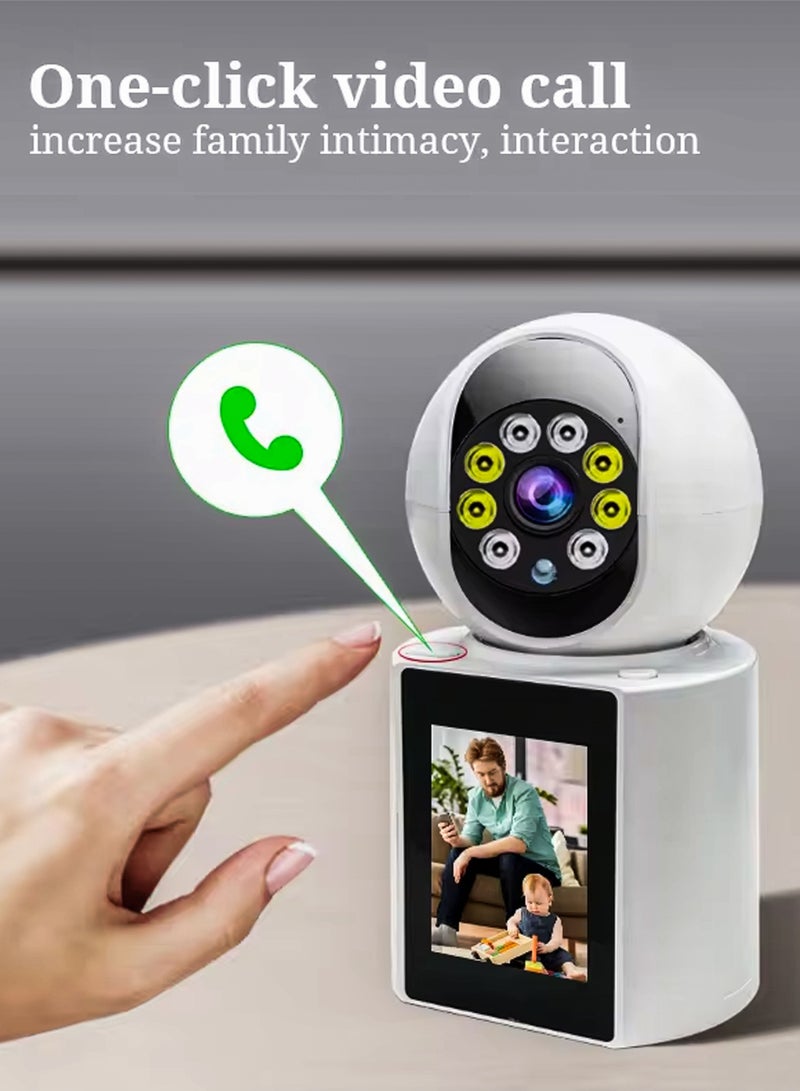 Home Office Security Surveillance Camera Two Way Video Calling Full HD 1080P WiFi Camera With 2.8 Inch Screen For Baby Kids Elders Pets 350 Degree Night Vision Smart Motion Detection Free 32GB Card