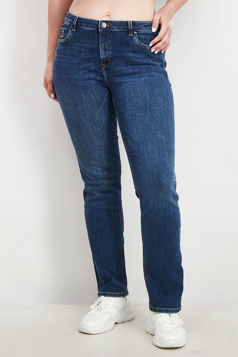 Women Straight Fit Stretchable Jeans, Navy Blue