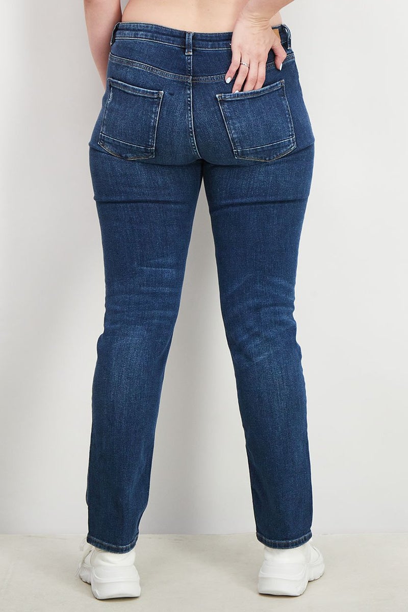 Women Straight Fit Stretchable Jeans, Navy Blue