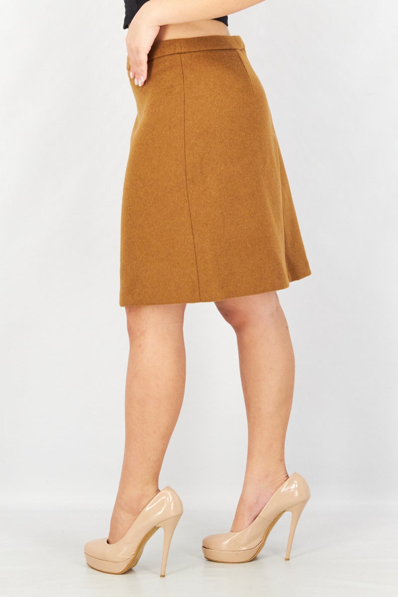 Women Textured Mini Skirt, Tan