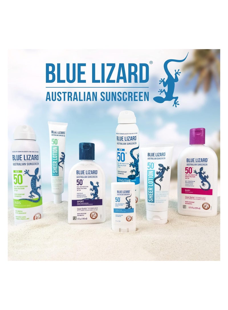 Blue Lizard Sensitive Mineral Sunscreen  No Chemical Actives  SPF 50+ UVA/UVB Protection 5oz