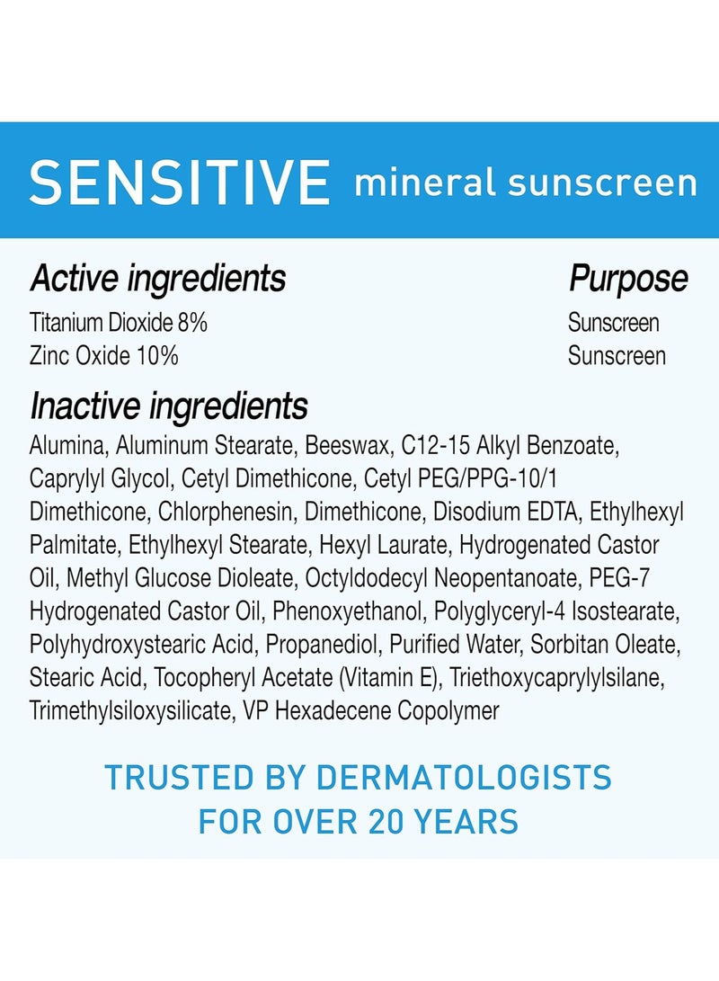 Blue Lizard Sensitive Mineral Sunscreen  No Chemical Actives  SPF 50+ UVA/UVB Protection 5oz