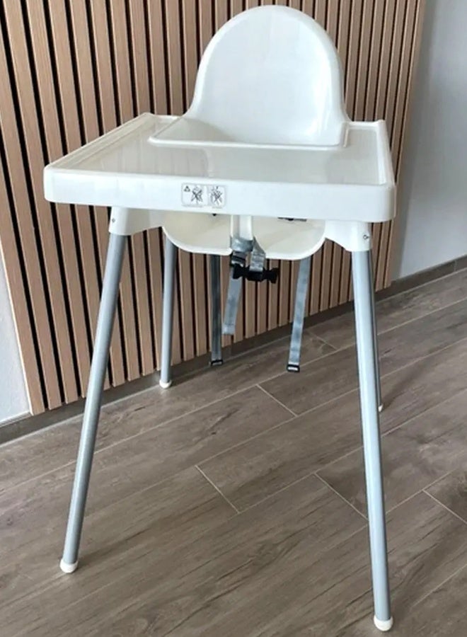 Junior High Chair with Tray - White